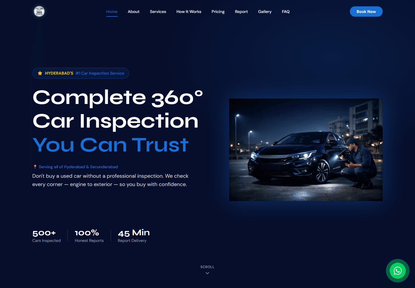 Screenshot of the 360° Car Inspection website